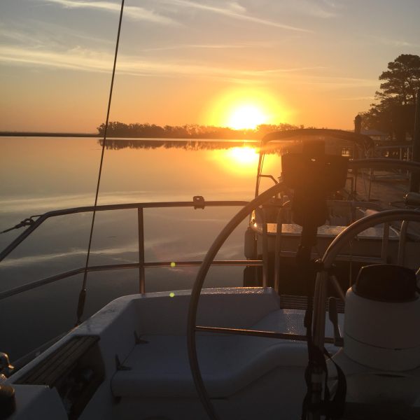 sunset on the boat