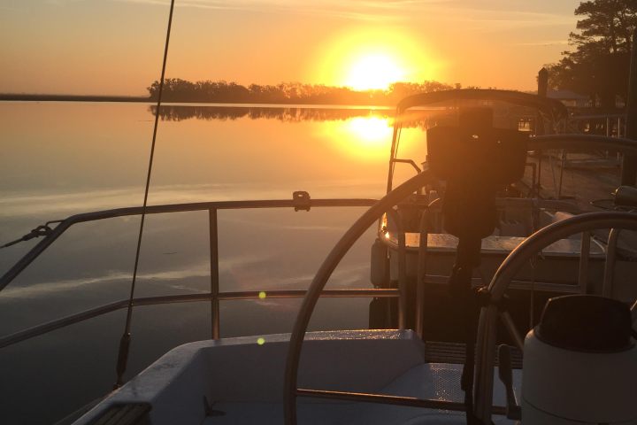 sunset on the boat